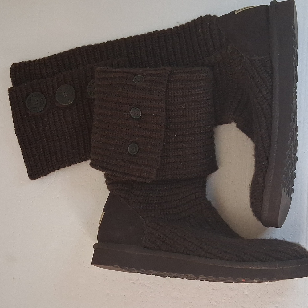 UGG Australia Crocheted Boots Long Knitted Brown Womens Size 8 Pull On SN5819